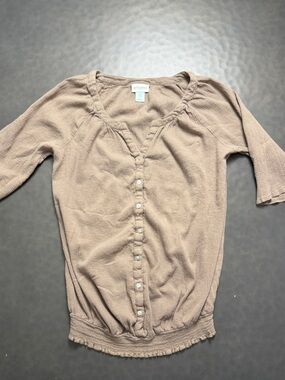 Motherhood Maternity Medium Brown Button Front Blouse Boho Peasant Top